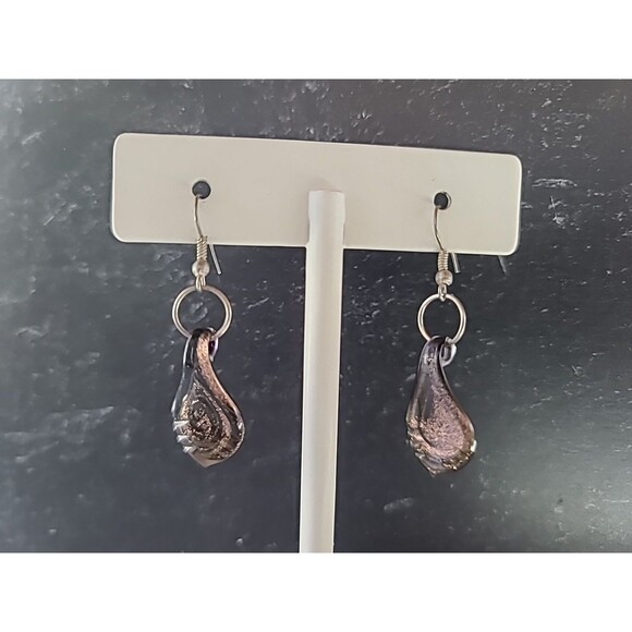 Artisan Brown Glass Dangling Pierced Earrings - Picture 4 of 10